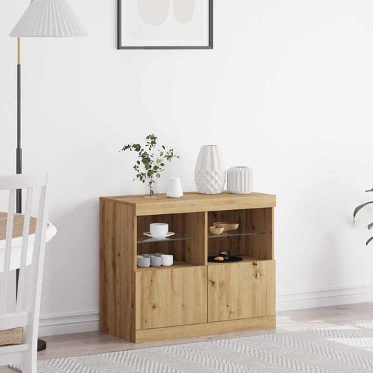 LED Sideboard Brown 81 x 37 x 66.5 cm Engineered Wood
