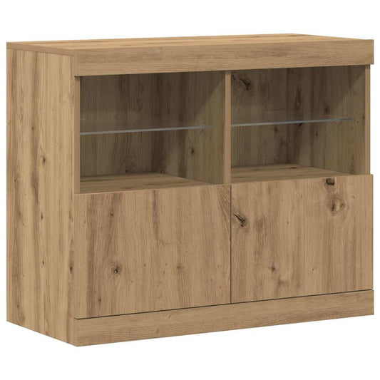 LED Sideboard Brown 81 x 37 x 66.5 cm Engineered Wood