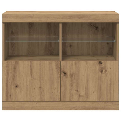 LED Sideboard Brown 81 x 37 x 66.5 cm Engineered Wood