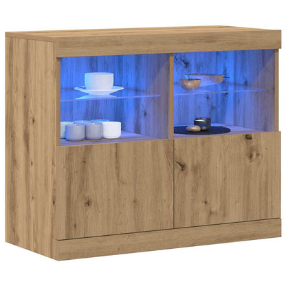 LED Sideboard Brown 81 x 37 x 66.5 cm Engineered Wood