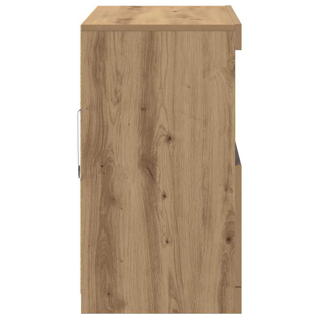 LED Sideboard Brown 81 x 37 x 66.5 cm Engineered Wood