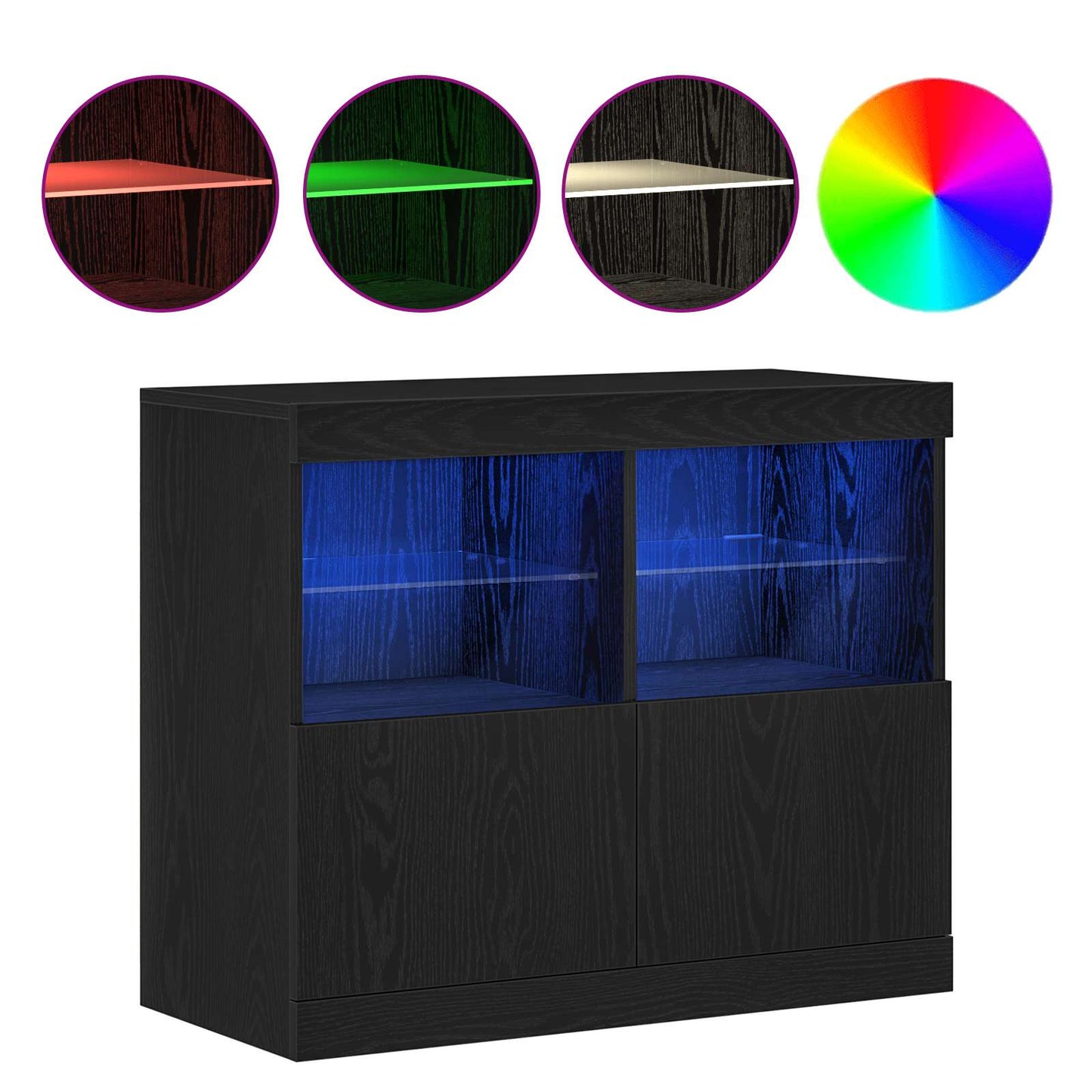 LED Sideboard Black 81 x 37 x 66.5 cm Engineered Wood