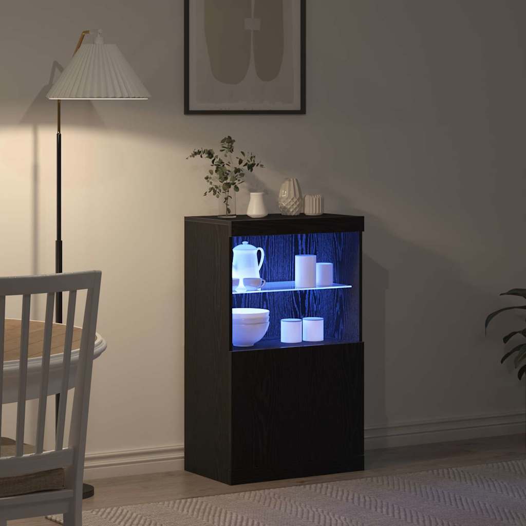 LED Sideboard Black 60 x 37 x 100 cm Engineered Wood