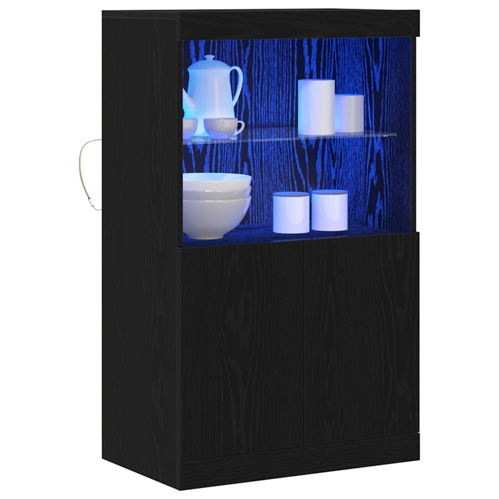 LED Sideboard Black 60 x 37 x 100 cm Engineered Wood