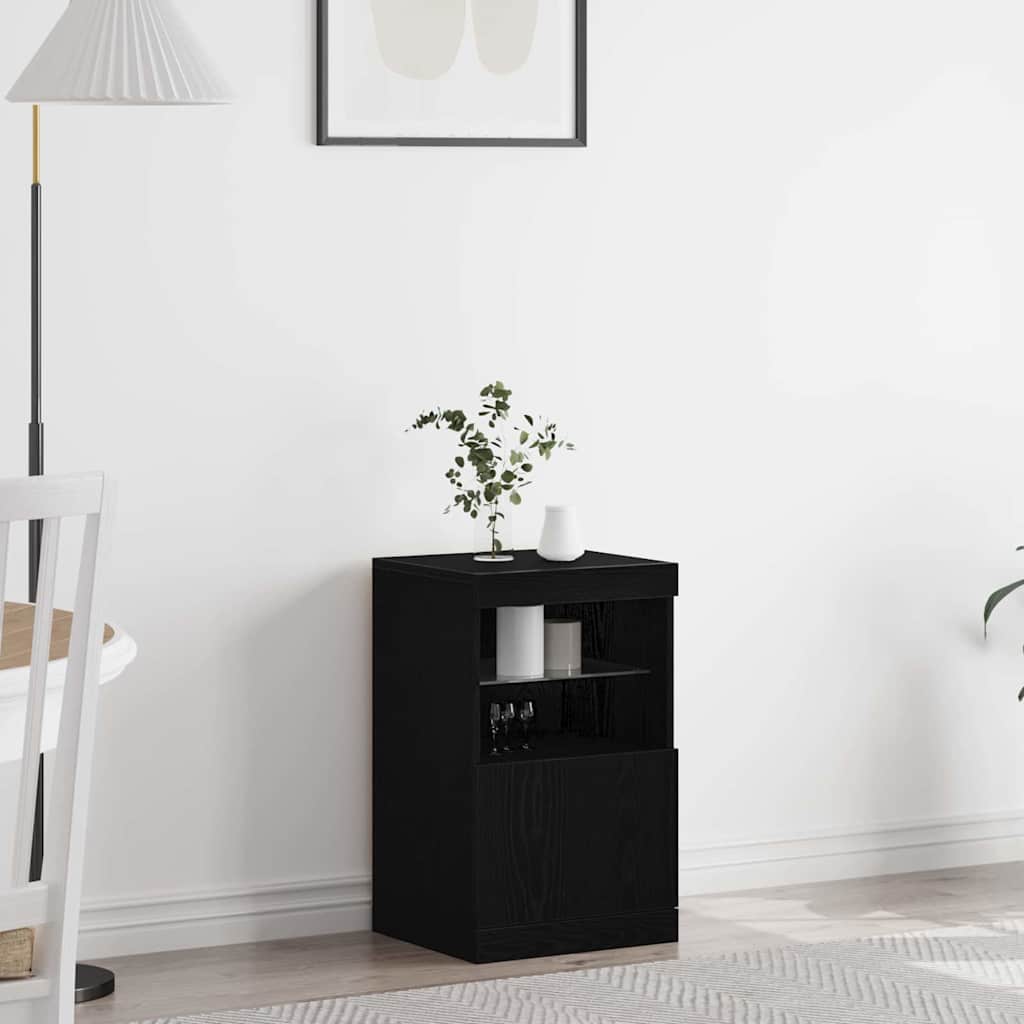LED Sideboard Black Oak 41 x 37 x 67 cm Engineered Wood