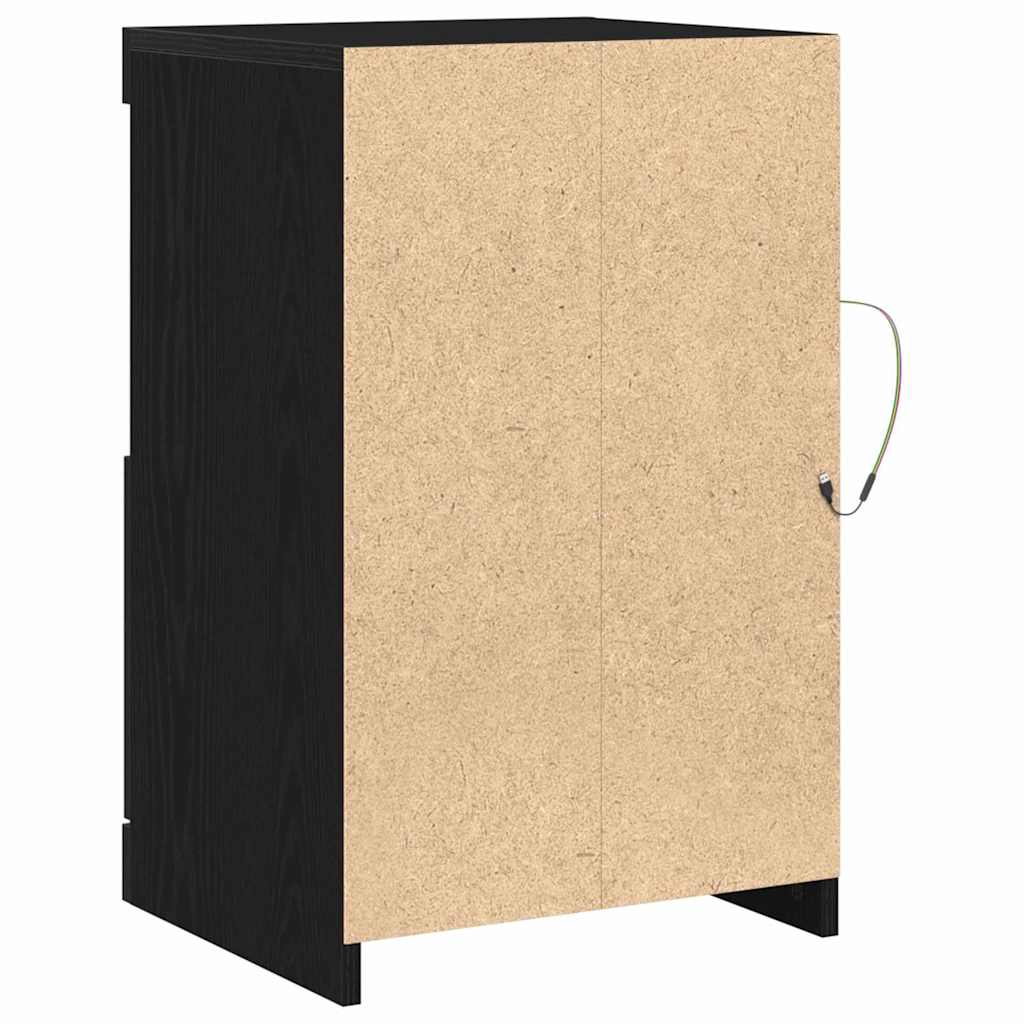 LED Sideboard Black Oak 41 x 37 x 67 cm Engineered Wood