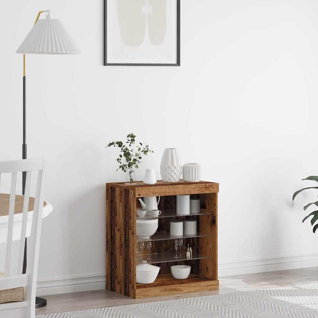 LED Sideboard Old Wood 60.5 x 37 x 67 cm Engineered Wood
