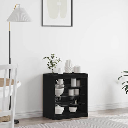 LED Sideboard Black Oak 60.5 x 37 x 67 cm Engineered Wood