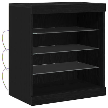 LED Sideboard Black Oak 60.5 x 37 x 67 cm Engineered Wood
