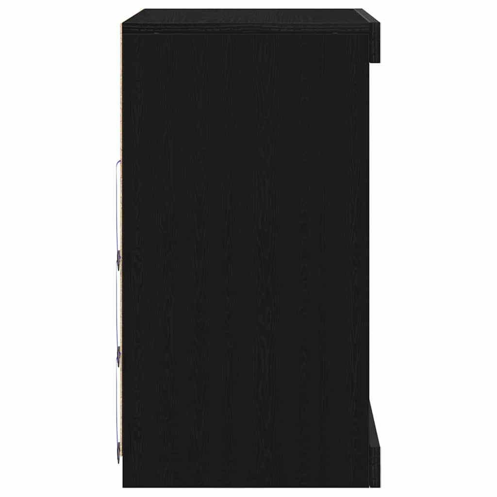 LED Sideboard Black Oak 60.5 x 37 x 67 cm Engineered Wood