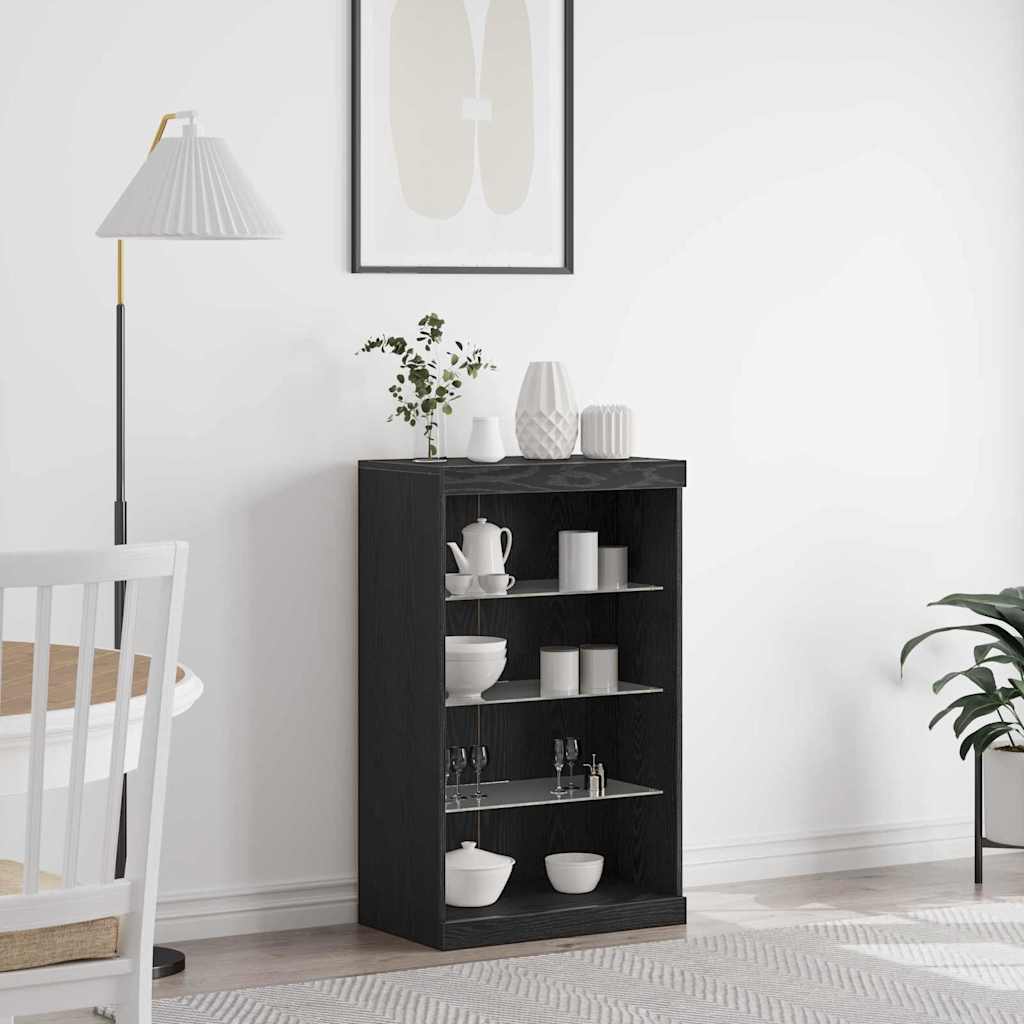 LED Sideboard Black Oak 60.5 x 37 x 100 cm Engineered Wood