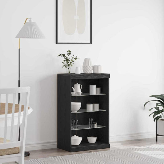 LED Sideboard Black Oak 60.5 x 37 x 100 cm Engineered Wood