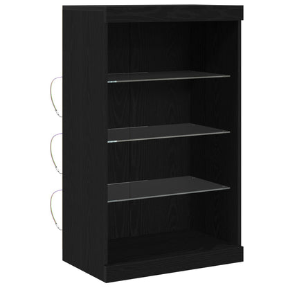 LED Sideboard Black Oak 60.5 x 37 x 100 cm Engineered Wood