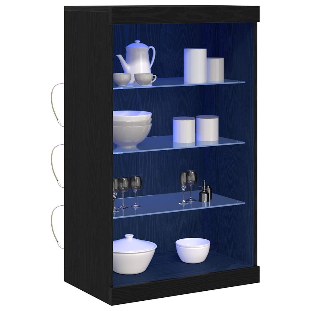 LED Sideboard Black Oak 60.5 x 37 x 100 cm Engineered Wood