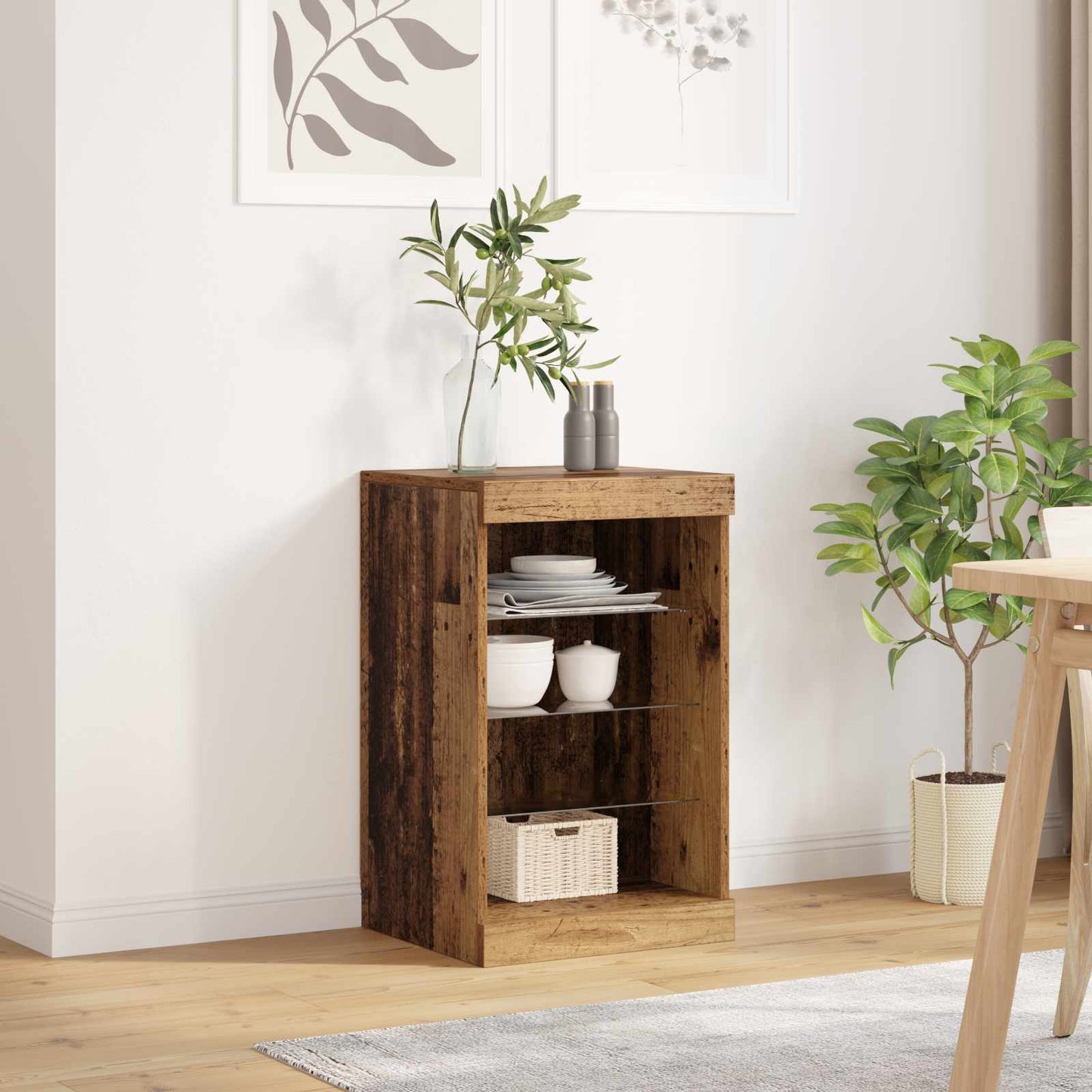 LED Sideboard Old Wood 41 x 37 x 67 cm Engineered Wood