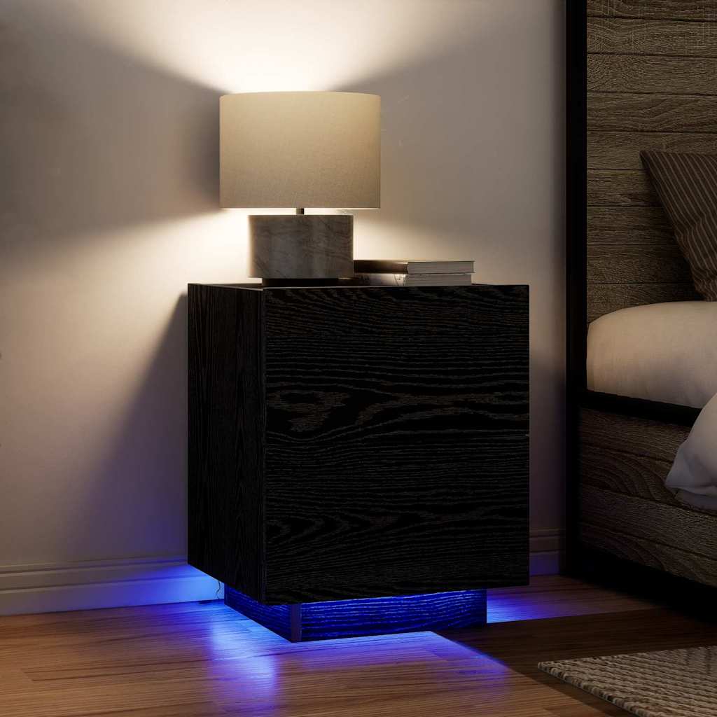 Bedside Cabinet Black Oak 45 x 40 x 55 cm Engineered Wood