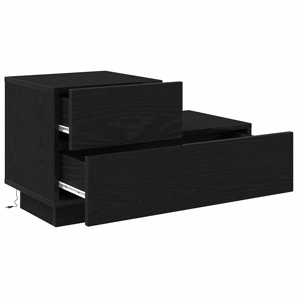 Bedside Cabinet Black Oak 70 x 36 x 40.5 cm Engineered Wood