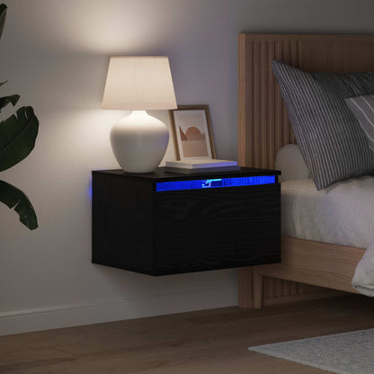 Wall-mounted Bedside Cabinet Black Oak 50 x 36 x 30 cm