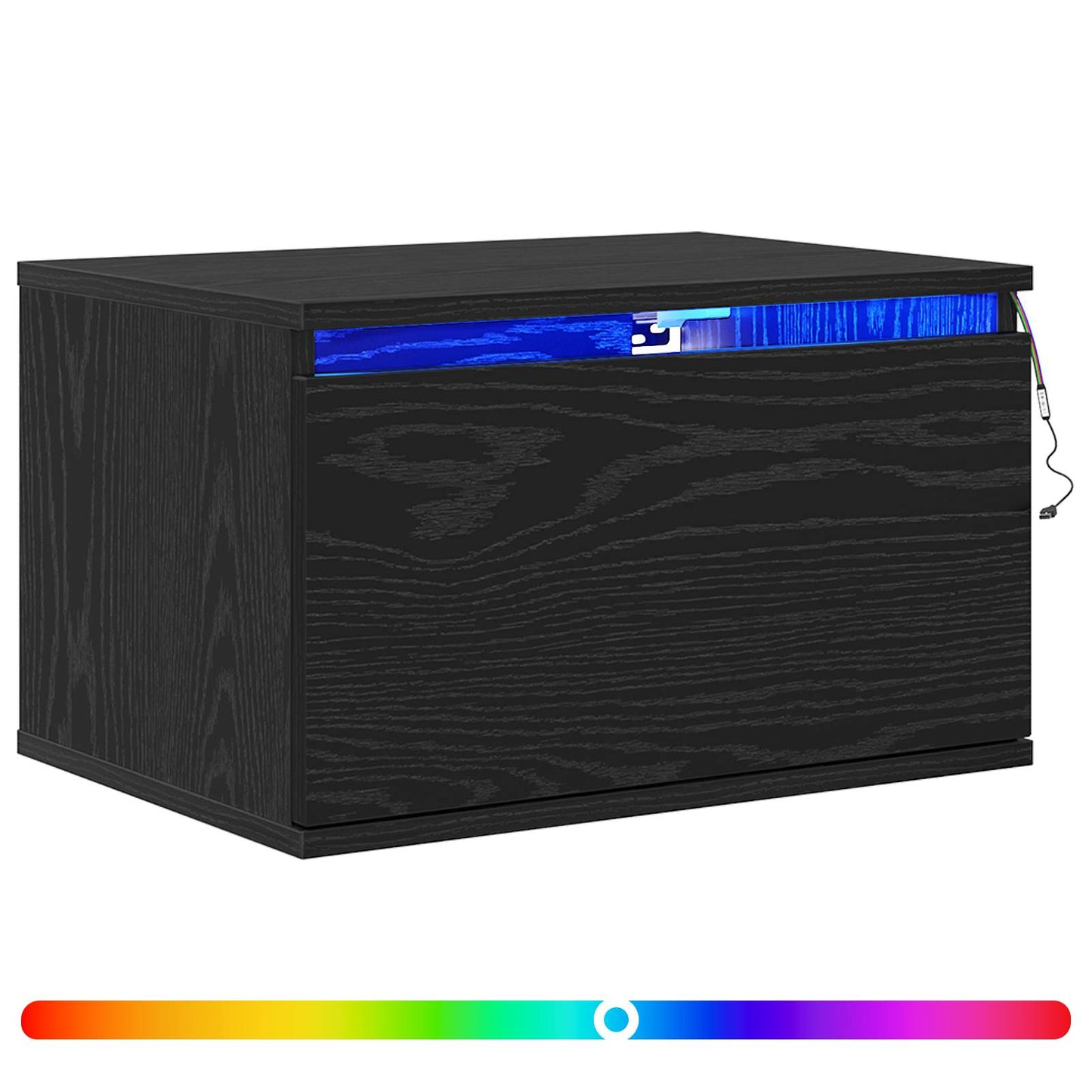 Wall-mounted Bedside Cabinet Black Oak 50 x 36 x 30 cm