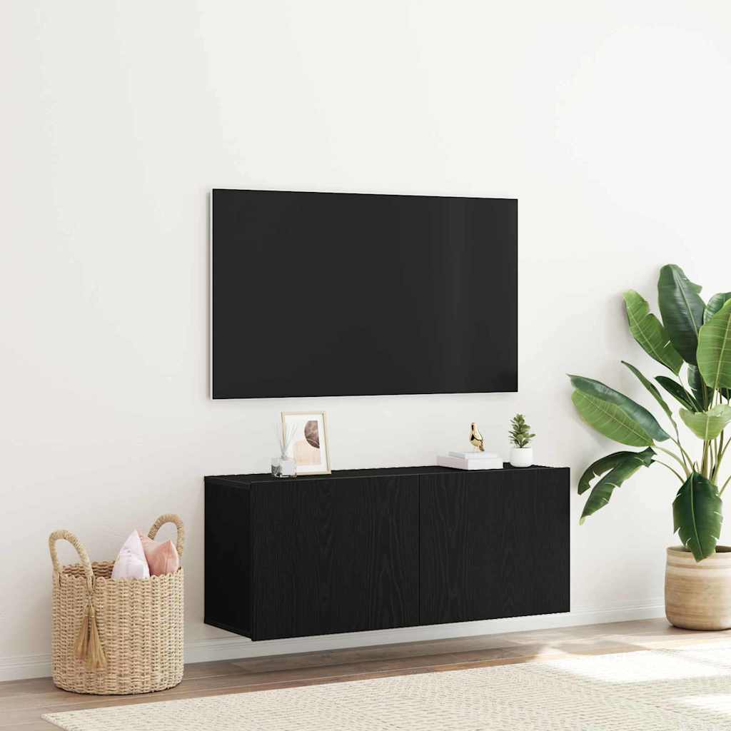 TV Cabinet Set 100 x 30 x 41 cm Black Oak Engineered Wood