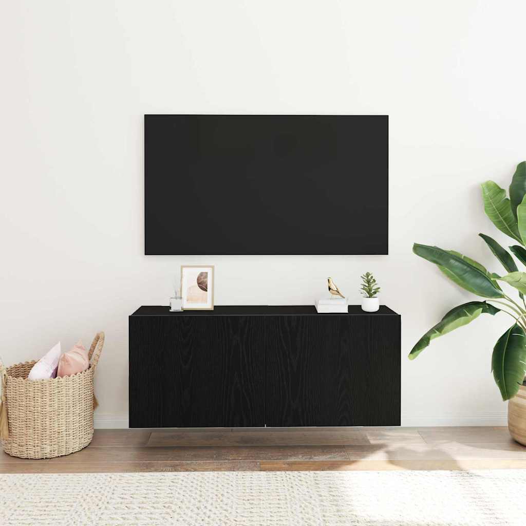 TV Cabinet Set 100 x 30 x 41 cm Black Oak Engineered Wood