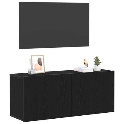 TV Cabinet Set 100 x 30 x 41 cm Black Oak Engineered Wood