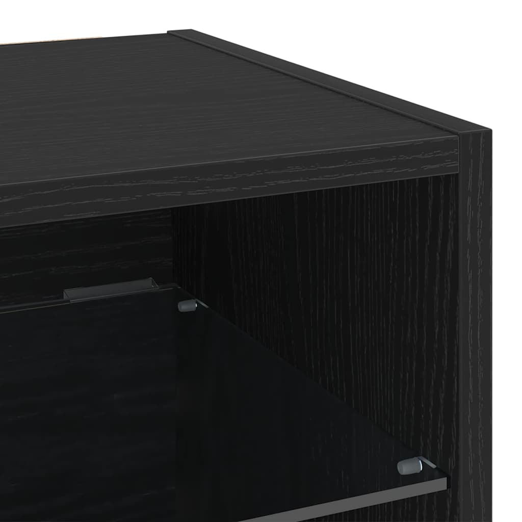 LED Wall Bedside Cabinet Wall-mounted Black 30 x 28.5 x 30 cm