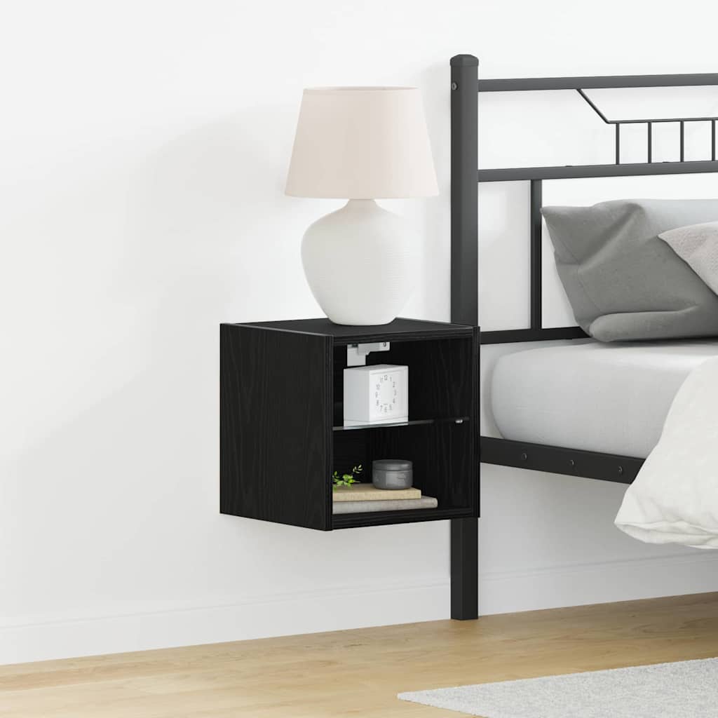 LED Wall Bedside Cabinet Wall-mounted Black 30 x 28.5 x 30 cm