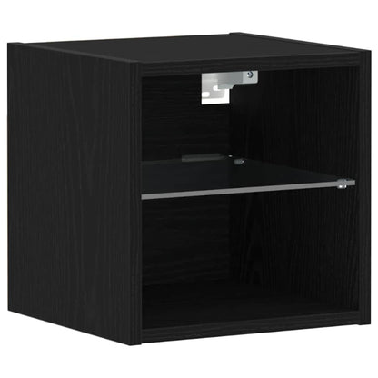 LED Wall Bedside Cabinet Wall-mounted Black 30 x 28.5 x 30 cm