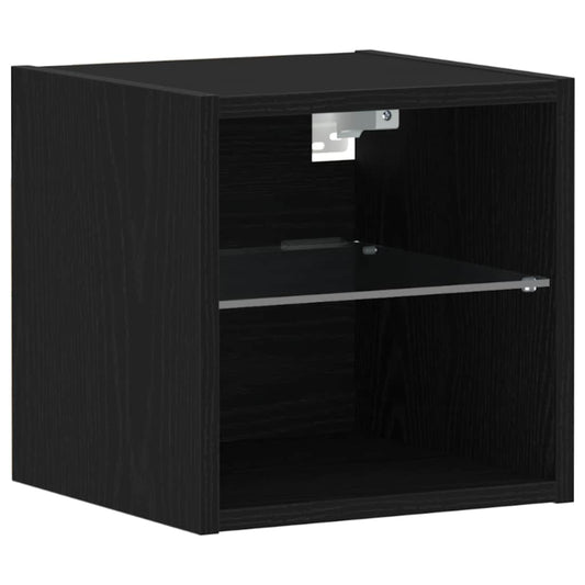 LED Wall Bedside Cabinet Black 30 x 28.5 x 30 cm