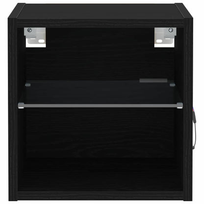 LED Wall Bedside Cabinet Wall-mounted Black 30 x 28.5 x 30 cm