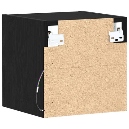 LED Wall Bedside Cabinet 2 pcs Black 30 x 28.5 x 30 cm
