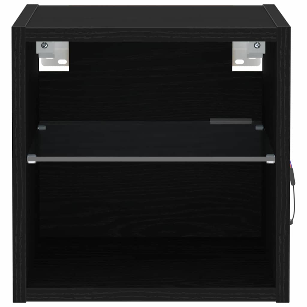 LED Wall Bedside Cabinet 2 pcs Black 30 x 28.5 x 30 cm