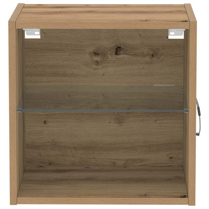 Floating Shelf with LED Light Brown 40 x 28.5 x 40 cm