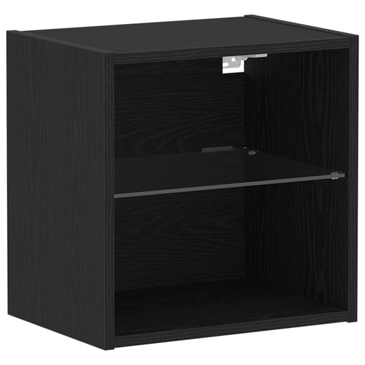 Floating Shelf with LED Light Black 40 x 28.5 x 40 cm