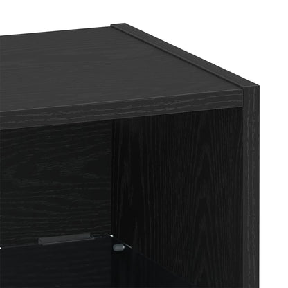 Floating Shelf with LED Light 2 pcs Black 40 x 28.5 x 40 cm
