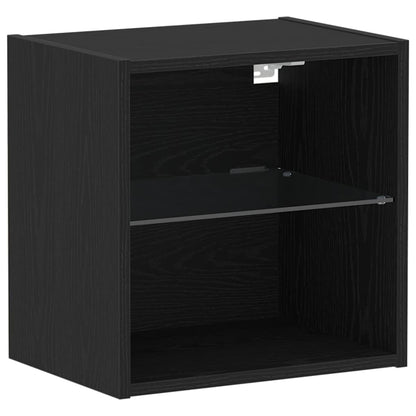 Floating Shelf with LED Light 2 pcs Black 40 x 28.5 x 40 cm