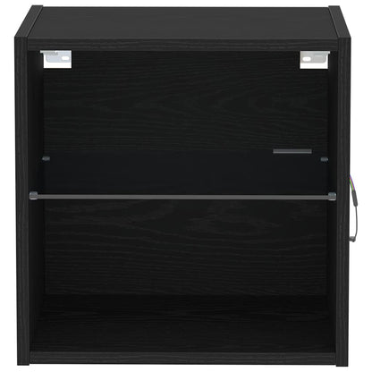 Floating Shelf with LED Light 2 pcs Black 40 x 28.5 x 40 cm