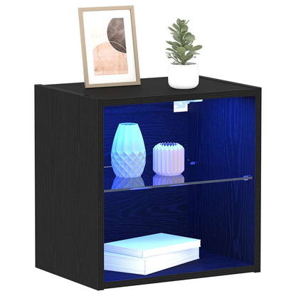 Floating Shelf with LED Light 2 pcs Black 40 x 28.5 x 40 cm