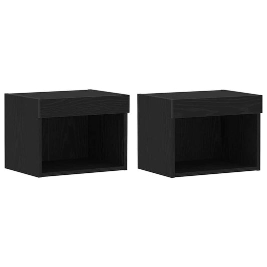 TV Cabinet Set 2 pcs Black Oak Engineered Wood