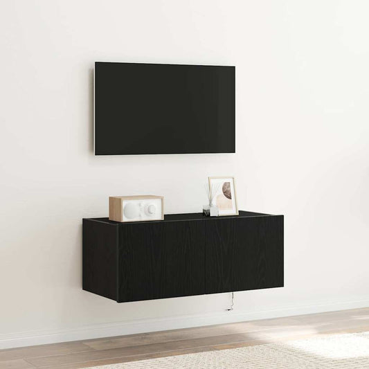TV Wall Cabinet 80 x 35 x 31 cm Black Oak Engineered Wood