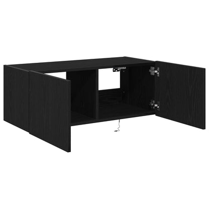 TV Wall Cabinet Black Oak 80 x 35 x 31 cm Engineered Wood