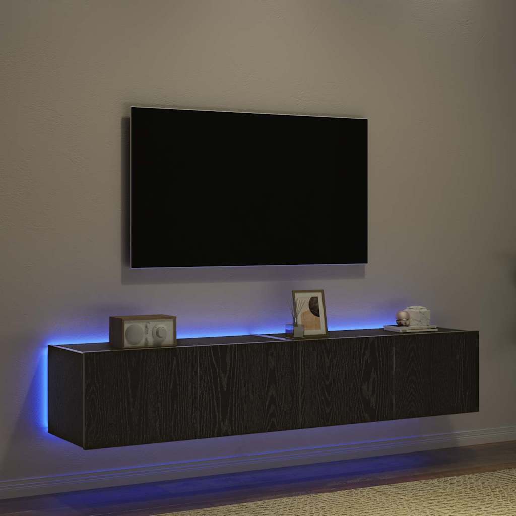 TV Wall Cabinet 2 pcs Black Oak 80 x 35 x 31 cm Engineered Wood