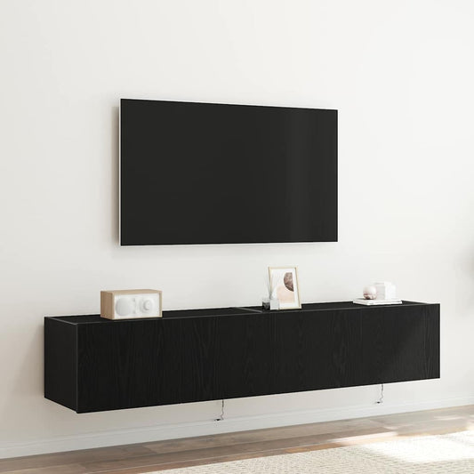 TV Wall Cabinet 2 pcs Black Oak Engineered Wood