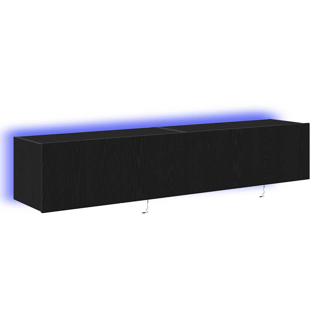 TV Wall Cabinet 2 pcs Black Oak 80 x 35 x 31 cm Engineered Wood