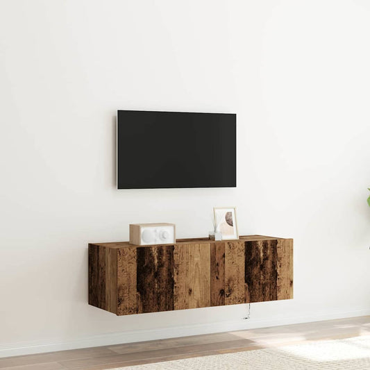 TV Wall Cabinet 2 pcs Old Wood Engineered Wood
