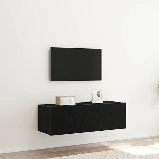 TV Wall Cabinet 2 pcs Black Oak Engineered Wood