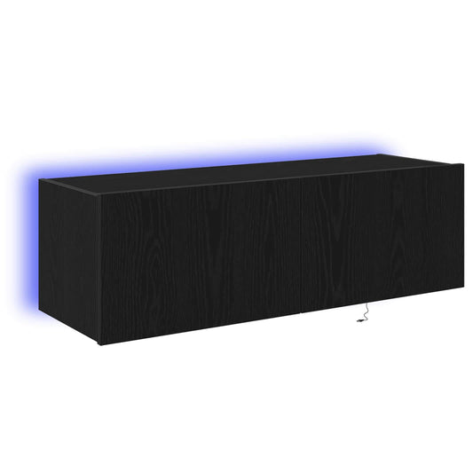 TV Wall Cabinet 2 pcs Black Oak Engineered Wood