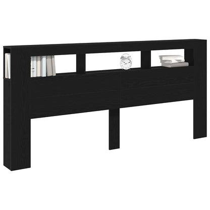LED Headboard Black Oak 220 x 18.5 x 103.5 cm Engineered Wood