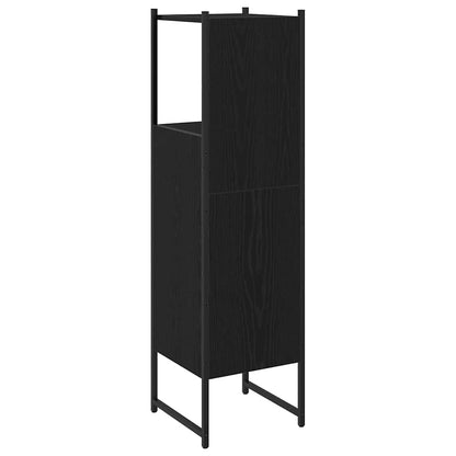 Bathroom Furniture Set with Shelf Black Oak 33 x 33 x 120.5 cm